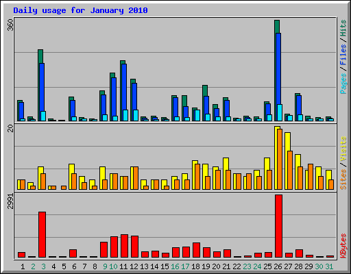 Daily usage for January 2010