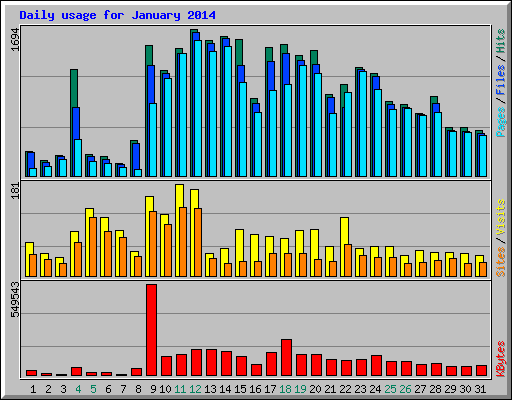 Daily usage for January 2014