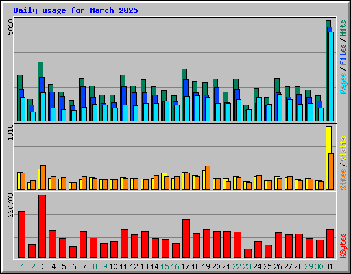 Daily usage for March 2025