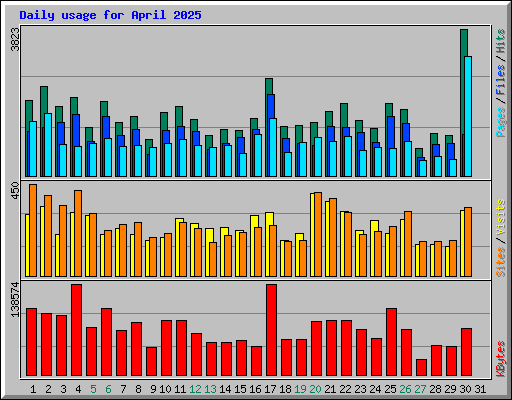 Daily usage for April 2025