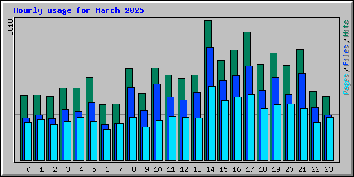 Hourly usage for March 2025